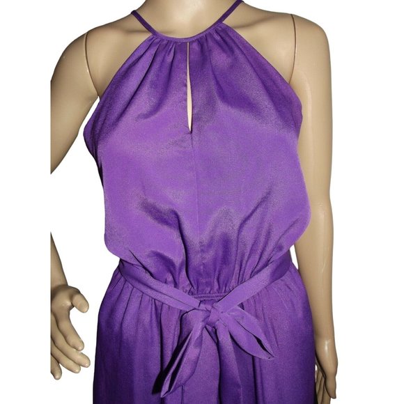 EXPRESS X-Small Purple & Black Sleeveless Keyhole Elastic Waist Dress (XS 0-2) - Picture 2 of 10